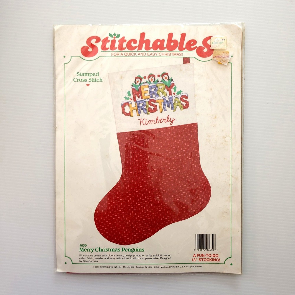 Dimensions Stitchables Penguin Christmas Stocking Cross Stitch Kit 7630 NEW 1987